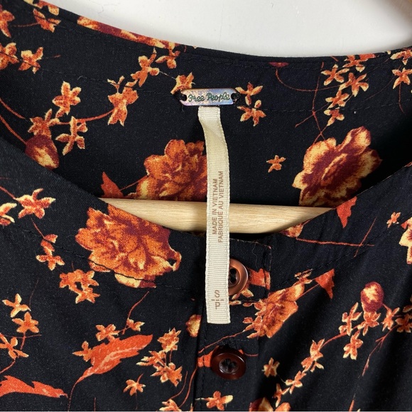 FREE PEOPLE ‘Flower Fields’ Boho Mini Dress, Black/Orange Floral, Size Small - Picture 3 of 16